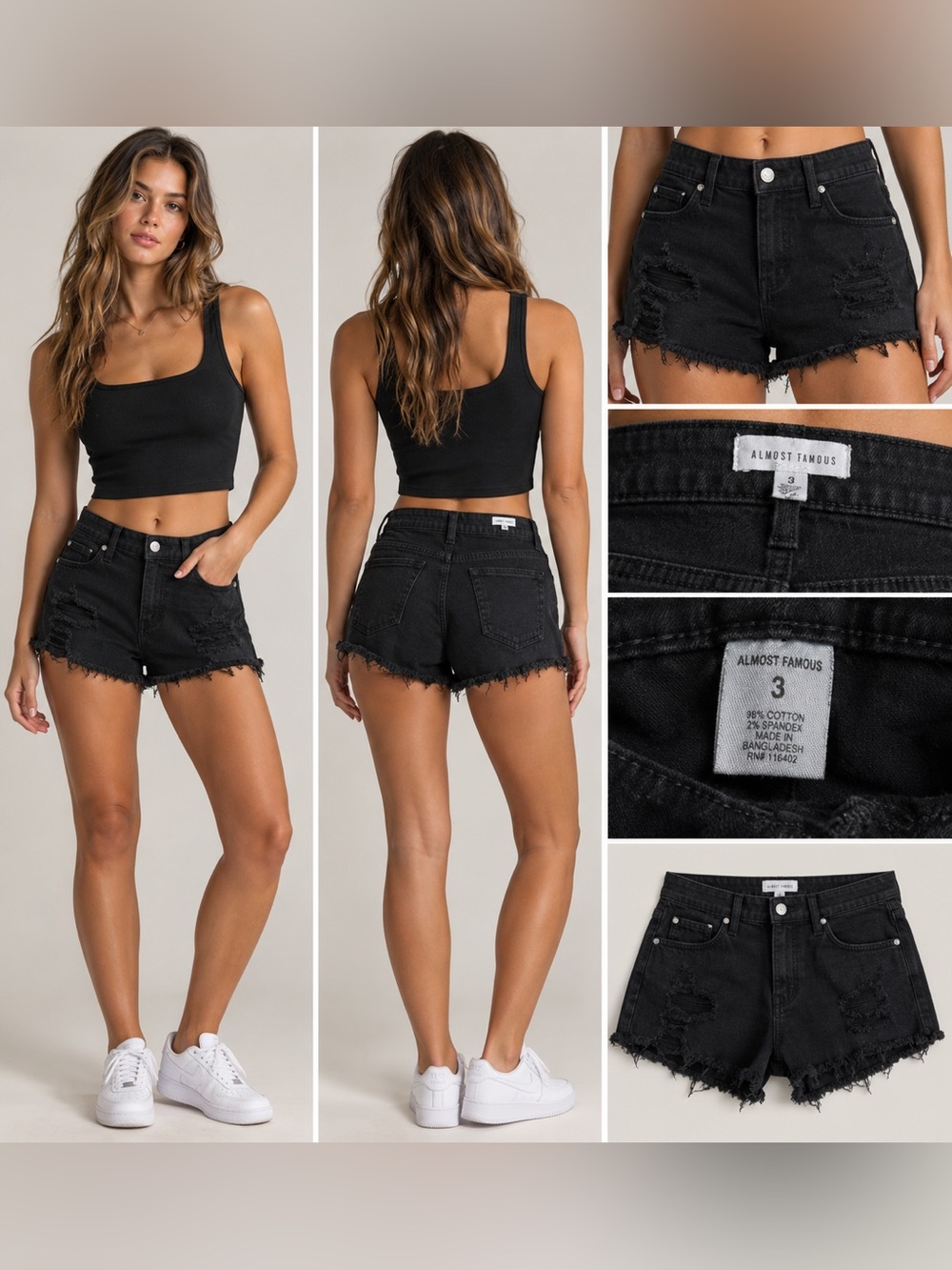 Almost Famous Black Distressed Cutoff Denim Shorts
